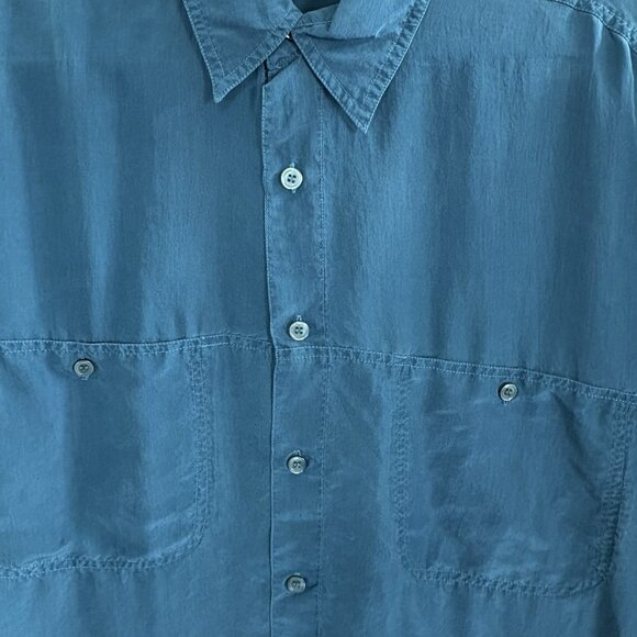 EUROPEAN CONCEPTS Men Silk Top Long Sleeve Button Front Sz L Green Luxury 8-15 - Picture 5 of 11